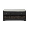 ACEPANO 44.1 in. W Homes Collection Wood Storage Bench with 3 Drawers and 3 Baskets-Black - 3 of 4