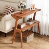 Syemin End Tables Modern Solid Wood End Table, Narrow Farmhouse Side Table with Shelf, Stylish Nightstand, Couch Side Table, Red, 27.56"*11.81"*26.38" - 4 of 4