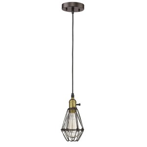 Chloe Lighting Charles Industrial-Style 1 Light Rubbed Bronze Ceiling Mini Pendant 8"Shade - 1 of 4