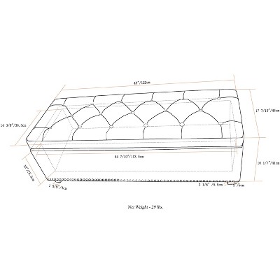 Mediterranean Blue Tufted Bonded Leather Large Storage Ottoman
