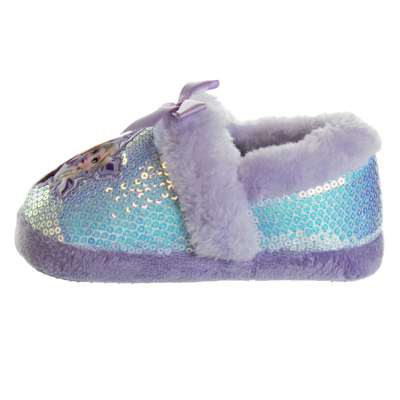 Disney Frozen Girl Slippers - Elsa and Anna Plush Lightweight Warm Comfort Soft Aline House Shoes - Purple (sizes 5-12 Toddler-Little Kid), 5 of 9