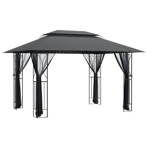 vidaXL Gazebo with Sidewalls Anthracite 157.5"x118.1"x106.3" Steel - 1 of 2