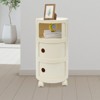 YIYIBYUS Round Nightstand, Modern Style Side Table with Wheels, Storage Cabinet - 3 of 4