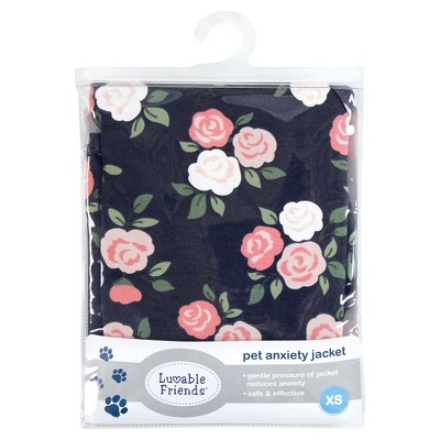 Large Navy Floral Pet Anxiety Jacket with Gentle Pressure Fabric