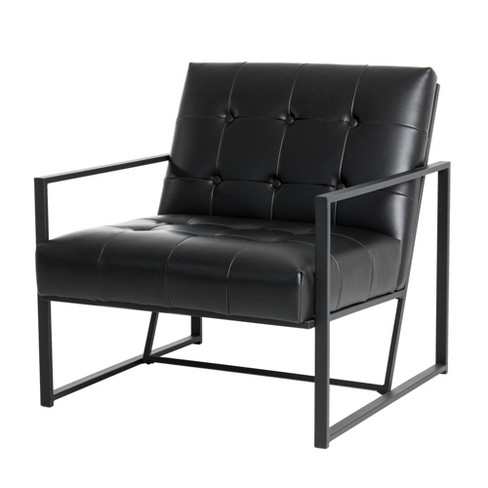 PU Leather Accent Chair Black Glitzhome