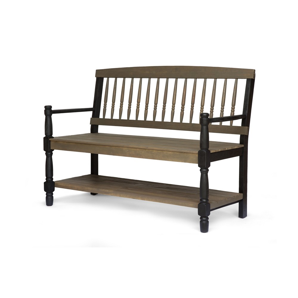 Photos - Garden Furniture Corinne Acacia Bench - Gray - Christopher Knight Home