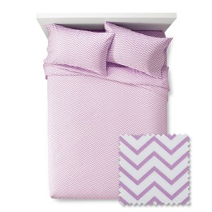 Chevron Sheet Set - Pillowfort , Size: QUEEN, Purple Villa