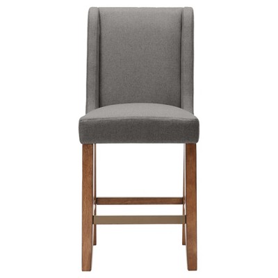 Brody Wingback Counter Stool in Light Gray with Espresso Wood Finish