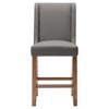 Taye Wings Counter Height Barstool Gray: Upholstered Wingback, Espresso Wood, 25.75" Seat Height - 3 of 4