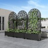 Wooakway 72"H Arch Metal Planter Box with Trellis Raised Garden Bed with Arbor Privacy Screen with Wheels - 2 of 4