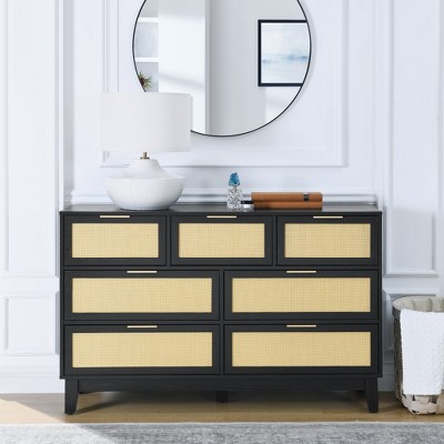 KTMBDW 3/5/7 Drawers Dresser for Bedroom, Wood Farmhouse Drawer Chest, Chest of Drawer, Tall Dresser with Organizer for Bedroom, Living Room