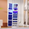 Fredees 360° Rotating 66'' Lockable Jewelry Armoire, Full Length Mirror, Large Floor Organizer with Back Shelves - 4 of 4