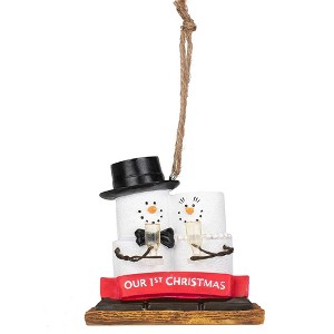 Ganz S'mores Resin Holiday Ornament, Our First Christmas Snowman - 1 of 3