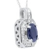 Pompeii3 1 7/8ct Oval Genuine Blue Sapphire & Diamond Halo Pendant 14K White Gold - 2 of 3