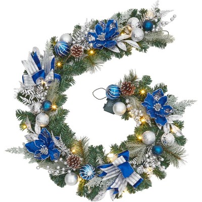 TackView 6ft Christmas Garland with 20 LED Lights, Prelit Xmas Garland for Mantle with Timer, 8 Lighting Modes, for Fireplace Stairs Decorations