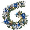 GAOMON 6ft Pink Christmas Garland with 20 LED Lights, Prelit Xmas Garland for Mantle with Timer Poinsettia Flowers - 2 of 4
