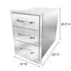 Outdoor Kitchen Drawers,14" W x 20.5" H x 23"D Stainless Steel Flush Mount BBQ Drawers with Chrome, Built-In Drawer Flush Mount for Outdoor,3-Layer - 3 of 4
