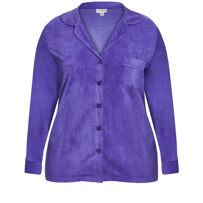 Women's Plus Size Button Up Top - lilac | AVENUE, 3 of 4