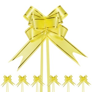 Unique Bargains Plastic Gold Edge PP Plastic Glossy Appearance Gift Wrap Satin Pull Bows 200 Count - 1 of 4