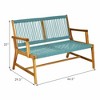 MOEPISY 2-Person Acacia Wood Yard Bench For Balcony And Patio Blue - 2 of 4