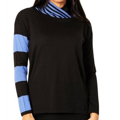 Women's Stripe Funnel Neck Sweater - Angel Apparel