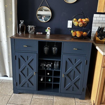 Blue wine best sale bar cabinet