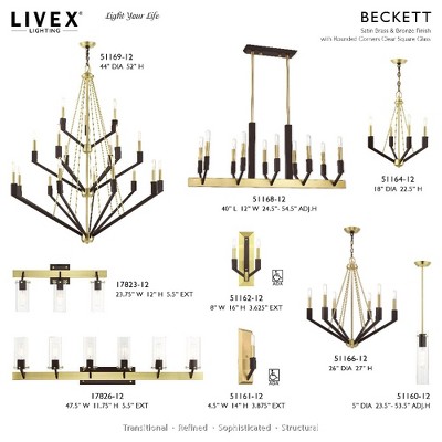 Beckett Satin Brass Mini Chandelier with Bronze Accents