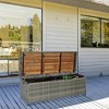 Outsunny Outdoor Storage Bench Wicker Deck Boxes with Wooden Seat, Rattan Container Bin with Lip, Ideal for Storing Tools, Accessories and Toys - 3 of 4