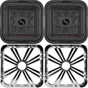 Kicker (2) 46L7T104 L7T L7-Thin 10-Inch (25cm) Subwoofer, Dual Voice Coil, 4-Ohm, 500 Watt w/ Chrome LED Grill Bundle - 1 of 4