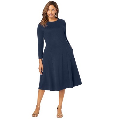 Jessica London Women's Plus Size Long Sleeve Stretch Ponte Dress