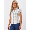 INSPIRE CHIC Women's Summer Plaid Short Sleeves Button Down Shirt - 2 of 4