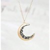 Dainty Crescent Moon Necklace, Black Crystal, Minimalist Astrology - 2 of 4