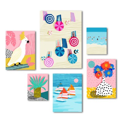 Americanflat - Funky Tropical Beach Graphic Art Canvas Set by Wacka Designs