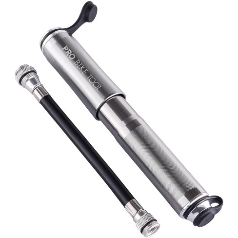 PRO BIKE TOOL 100 PSI 6.9 Bar Mini Bike Pump Classic Fits Presta Schrader Valves Titanium