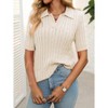 Clearlove Womens Sweater Collar V Neck Short Sleeve Casual Knit Sweater Tops - 2 of 4