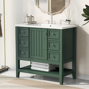 NicBex Modern Bathroom Vanity,Bathroom Sink Vanity with 1 Cabinet and 3 Drawers,Bathroom Sink Cabinet for Bathroom,Blue/Black/Gray/Green - 1 of 4