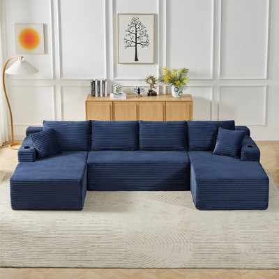 Dolonm U-modular Combination Sofa Set, Compressible Boneless Sofa, Corduroy Fabric Cloud Sofas, No Assembly, for Living Rooms Bedrooms