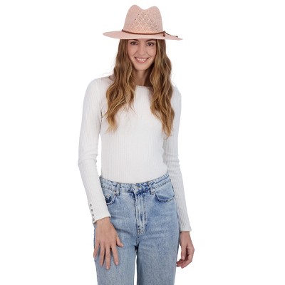 Tahari Women's Packable and Fashionable Diamond Patterned Fabric Panama Hat - Panama Hat for Women