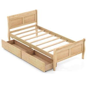 Safstar Twin Size Bed Frame with 2 Storage Drawers Wood Platform Bed with Headboard - 1 of 4