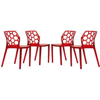 LeisureMod Dynamic Modern Plastic Dining Chair Set of 4
