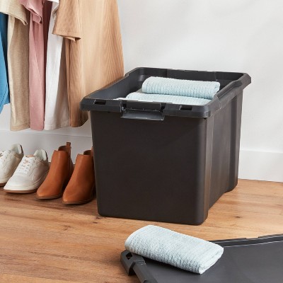 19gal Large Latching Storage Tote Black - Brightroom&#8482;