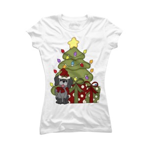 Junior's Design By Humans Christmas Doggie By realdealclipart T-Shirt - 1 of 3