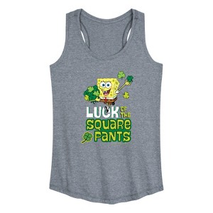 Women's - SpongeBob Squarepants - Luck Of The Square Pants Graphic Racerback Tank - 1 of 4