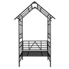 ACEPANO 97.24 in. H Outdoor Climbing Plants Support Metal Garden Rose Arch with Bench-Black - 4 of 4