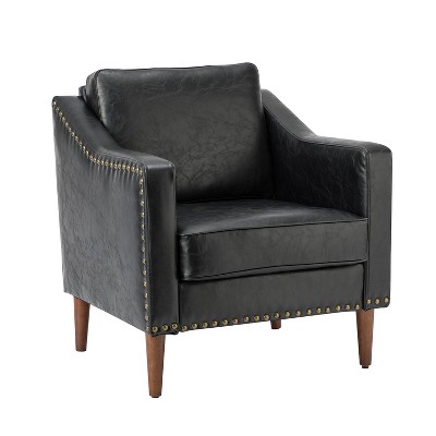 Bonita Transitional Vegan Leather Armchair with Removable Seat Cushion and  Nailhead Trims | ARTFUL LIVING DESIGN