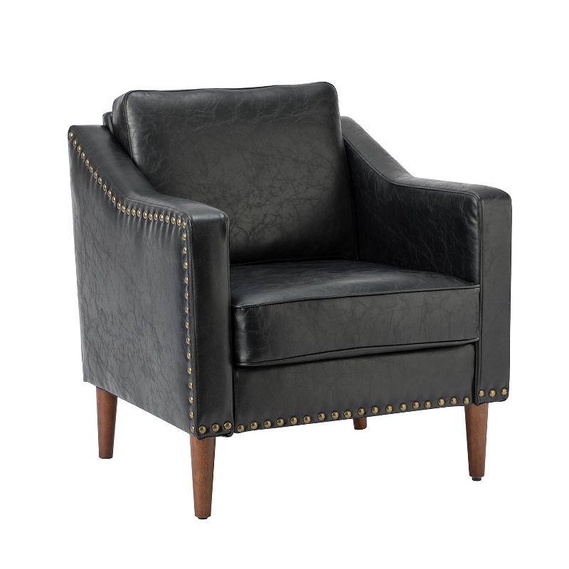 Bonita Transitional Vegan Leather Armchair with Removable Seat Cushion and  Nailhead Trims | ARTFUL LIVING DESIGN, 3 of 12