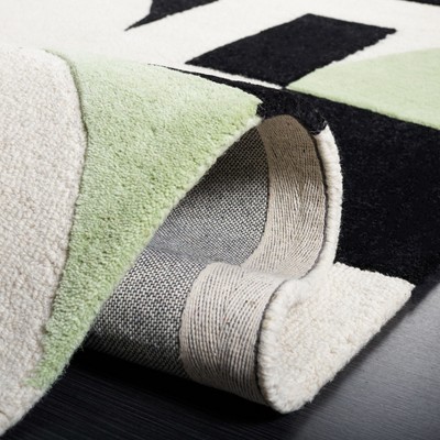 Green and Black Wool Hand-Tufted 6' x 9' Area Rug