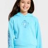 Girls' KPop Demon Hunters Huntrix Golden Hooded Front and Back Graphic Pullover Sweatshirt - Blue - 2 of 4