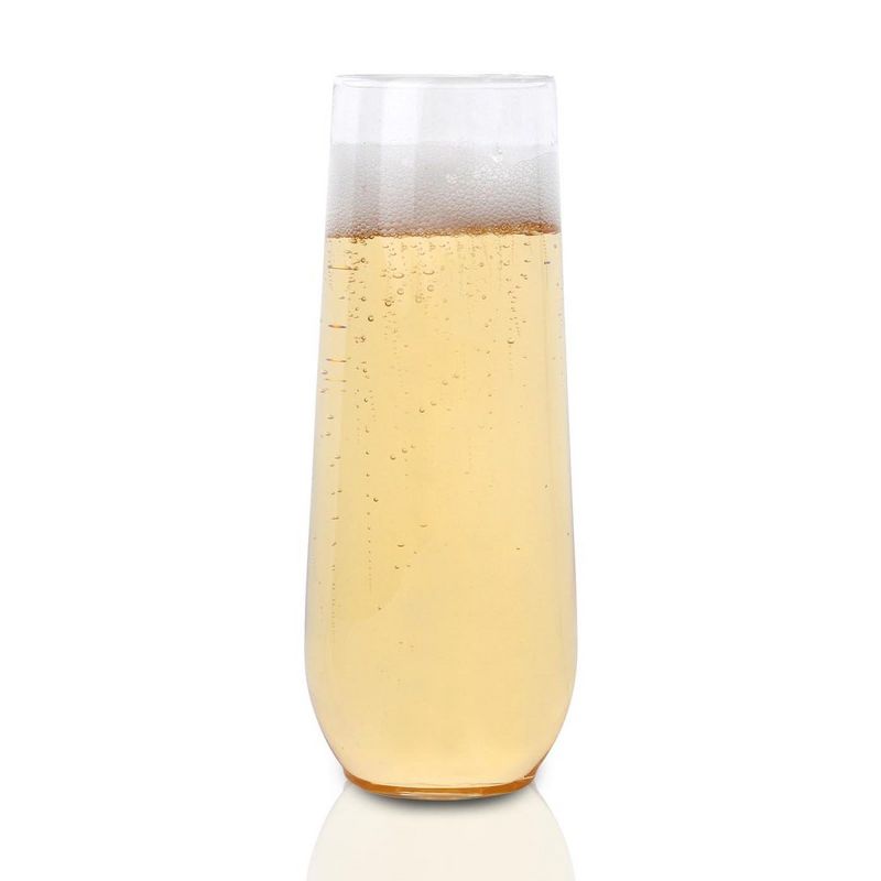 Smarty Had A Party 9 oz. Clear Stemless Plastic Champagne Flutes (64 Glasses), 2 of 5