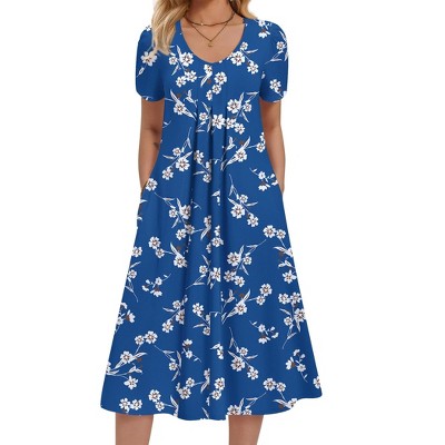 Zeagoo Summer Dress for Women Casual Floral Midi Sundress with